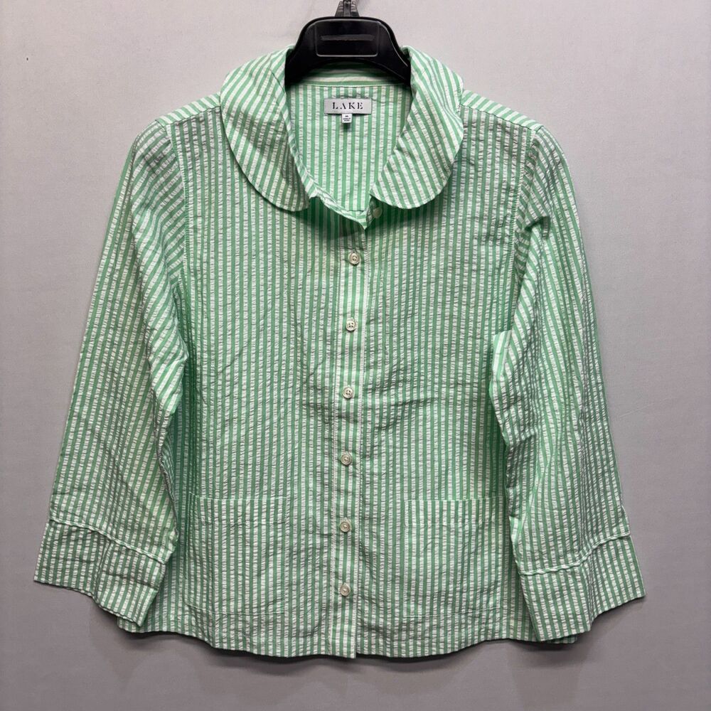 Lake Pajamas Women Button Shirt Top Size Medium Stripes C123 -3